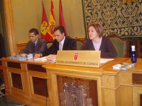 Ortiz, Mariscal y García, tras la Junta de Gobierno.