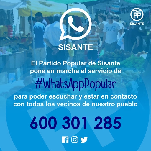 El PP de Sisante pone en marcha el servicio ‘whatsapp popular’ para estar en contacto permanente y directo con los vecinos 